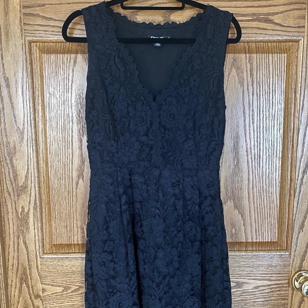 Deep V-Neck Black Lace Cocktail Dress